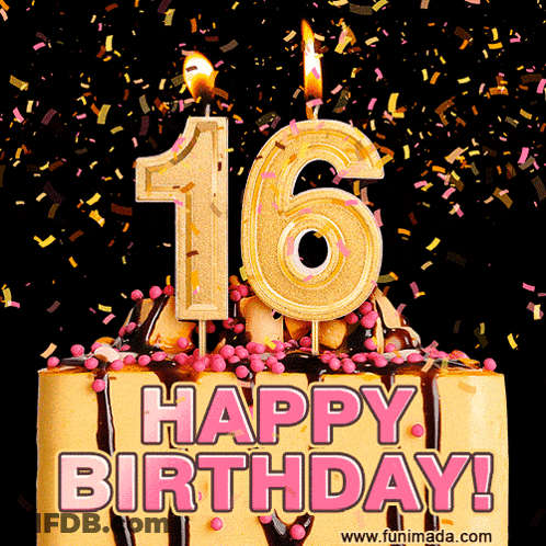 Birthday Cake With 16 Candle GIF