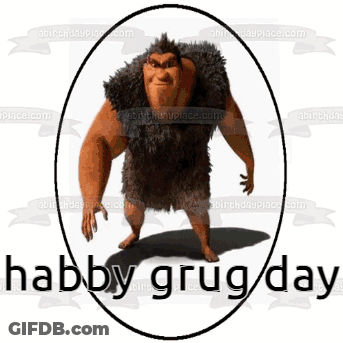 Birthday Cake With Aardvark Saying Happy Grug Day GIF