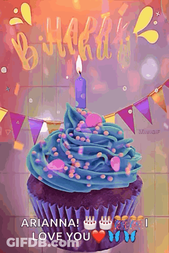 Birthday Cake With Balloons And Candles GIF