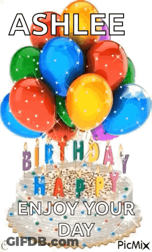 Birthday Cake With Balloons And Candles GIF