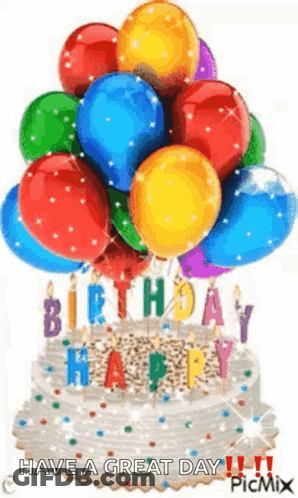 Birthday Cake With Balloons GIF