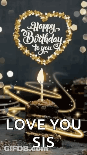Birthday Cake With Candle And Love You Sis GIF