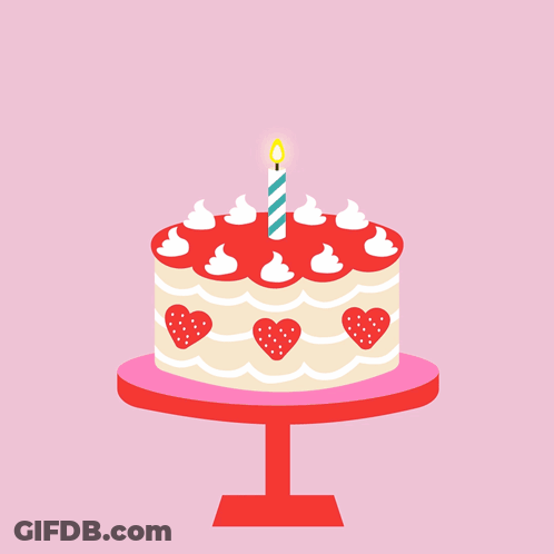 Birthday Cake With Candle Saying Happy Birthday GIF