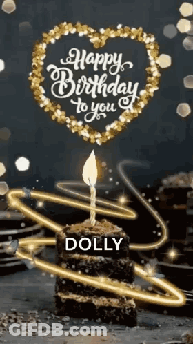Birthday Cake With Candle Saying Happy Birthday To You Dolly GIF