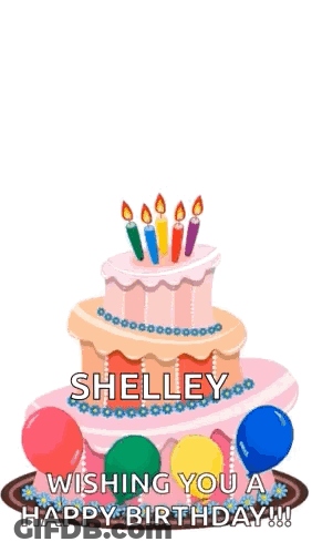 Birthday Cake With Candles And Balloons GIF