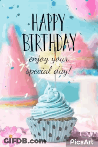 Birthday Cake With Candles And Balloons Says We Love You GIF
