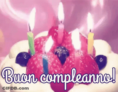 Birthday Cake With Candles And Buon Compleanno GIF