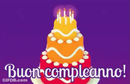 Birthday Cake With Candles And Buon Compleanno GIF