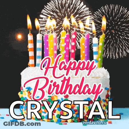 Birthday Cake With Candles And Fireworks Crystal GIF