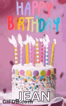 Birthday Cake With Candles And Sprinkles GIF