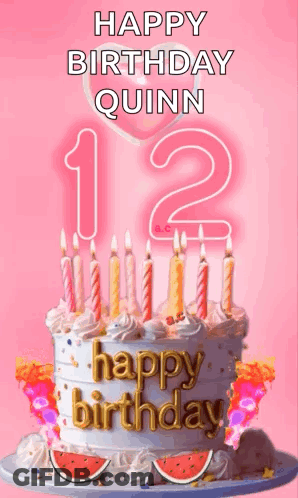 Birthday Cake With Candles And Watermelon Slices GIF