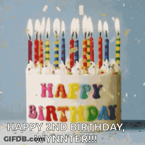Birthday Cake With Candles Happy 2Nd Birthday Wynnter GIF