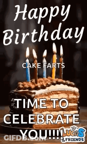 Birthday Cake With Candles On Wooden Table GIF