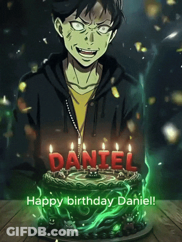 Birthday Cake With Candles Saying Daniel GIF