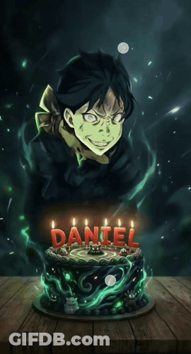 Birthday Cake With Candles Saying Daniel GIF