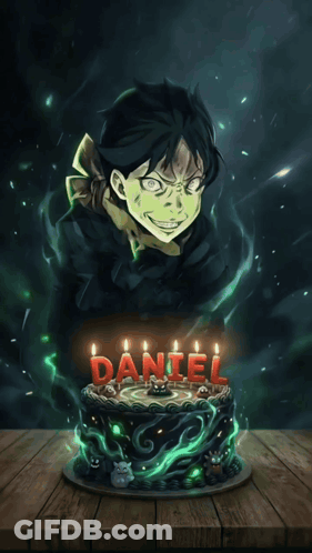 Birthday Cake With Candles Saying Daniel GIF