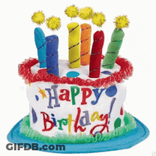 Birthday Cake With Candles Saying Happy Birthday GIF