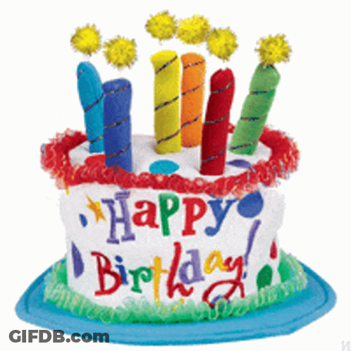 Birthday Cake With Candles Saying Happy Birthday GIF