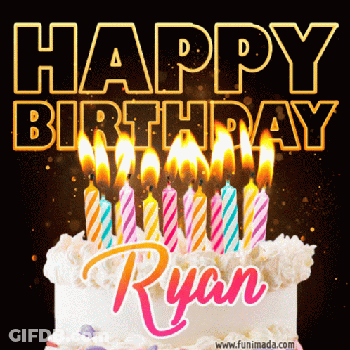Birthday Cake With Candles Saying Happy Birthday Ryan GIF