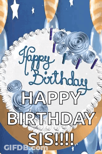 Birthday Cake With Candles Saying Happy Birthday Sis GIF