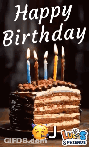Birthday Cake With Candles Saying Happy Birthday GIF