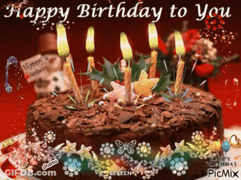 Birthday Cake With Candles Saying Happy Birthday To You GIF