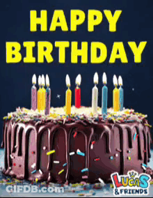 Birthday Cake With Candles Sprinkles Saying Happy Birthday GIF
