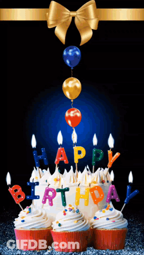 Birthday Cake With Colorful Candles Saying Happy Birthday GIF