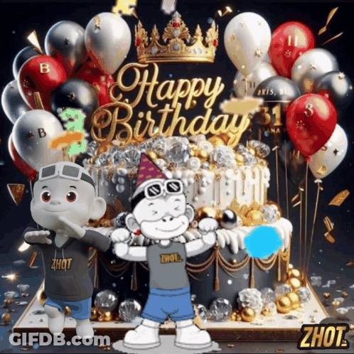 Birthday Cake With Crown Saying Happy Birthday GIF