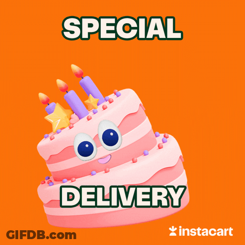 Birthday Cake With Face Saying Special Delivery GIF