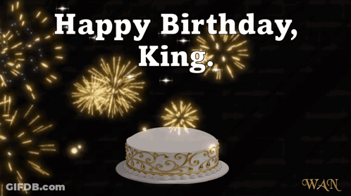 Birthday Cake With Fireworks And Happy Birthday King GIF
