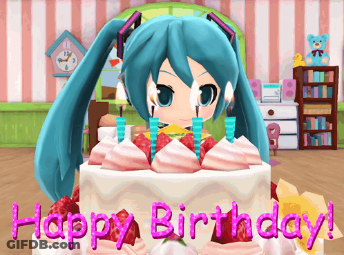 Birthday Cake With Happy Birthday In Pink GIF