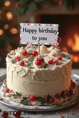 Birthday Cake With Happy Birthday Sign GIF