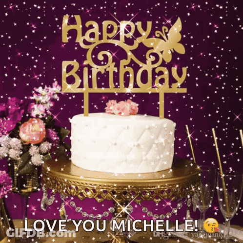 Birthday Cake With Happy Birthday Topper GIF