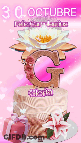 Birthday Cake With Letter G GIF