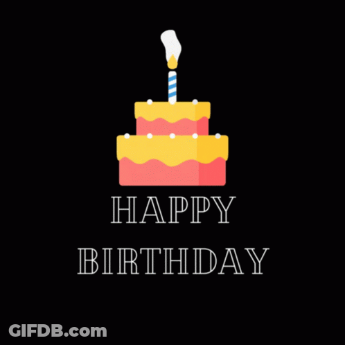 Birthday Cake With Lit Candle Saying Happy Birthday GIF