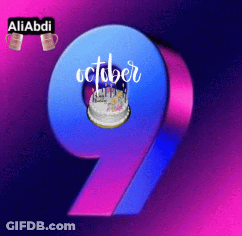Birthday Cake With Number Nine Candles GIF