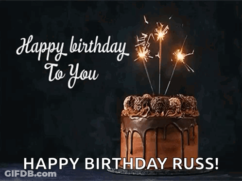 Birthday Cake With Sparklers Saying Happy Birthday To You Happy Birthday Russ GIF