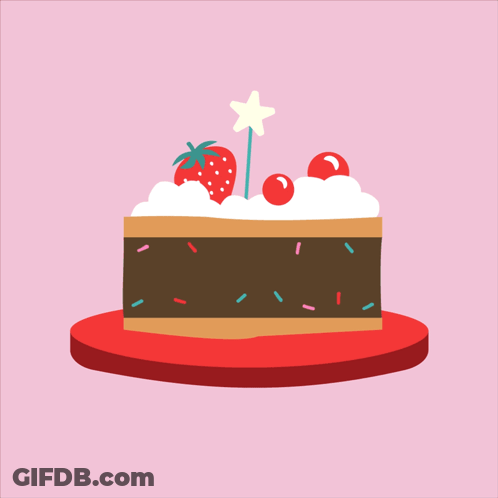 Birthday Cake With Strawberry And Cherry GIF