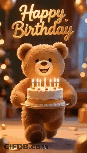 Birthday Cake With Strawberry And Cherry GIF