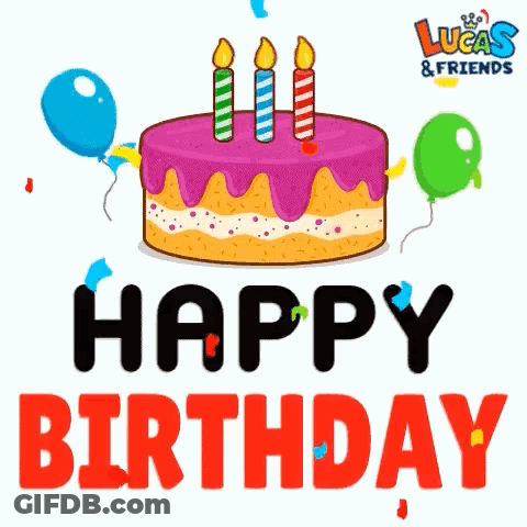 Birthday Cake With Three Candles Saying Happy Birthday GIF
