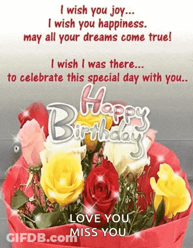 Birthday Card Bouquet Wishing I Was There GIF