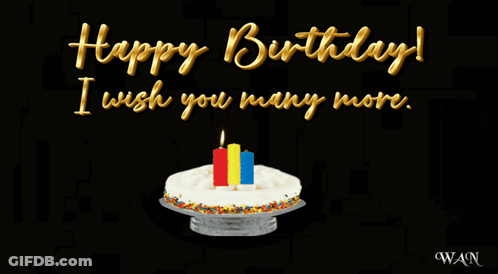 Birthday Card Cake Candles Happy Birthday I Wish You Many More GIF