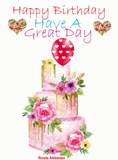 Birthday Card Cake Hearts Animated Greeting GIF