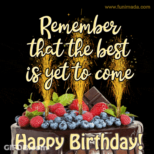 Birthday Card Chocolate Cake Berries Best Yet To Come GIF