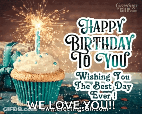 Birthday Card Cupcake Candle Happy Birthday To You GIF