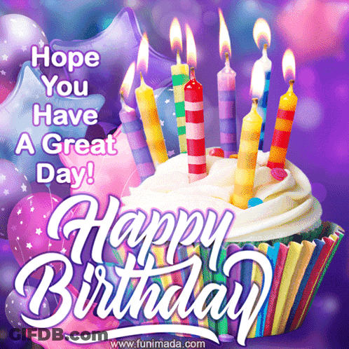 Birthday Card Cupcake Candles Hope You Have A Great Day GIF