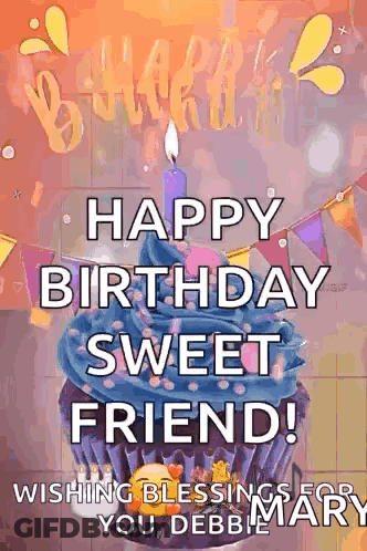 Birthday Card Cupcake Happy Birthday Sweet Friend GIF