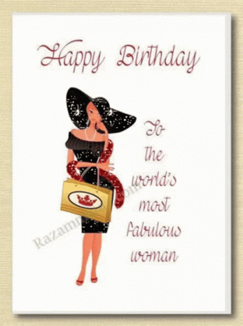 Birthday Card Fabulous Woman Glitters GIF