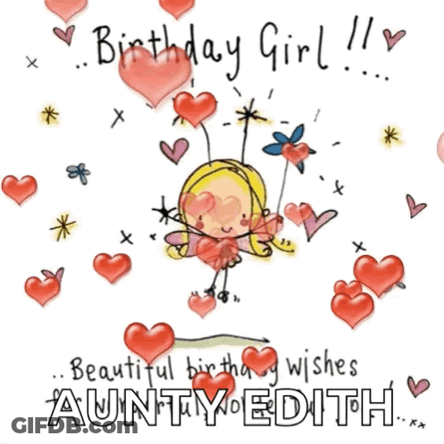 Birthday Card For Aunt Edith With Girl On Swing GIF